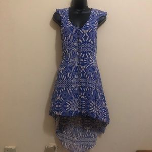 Blue and white high lown casual dress